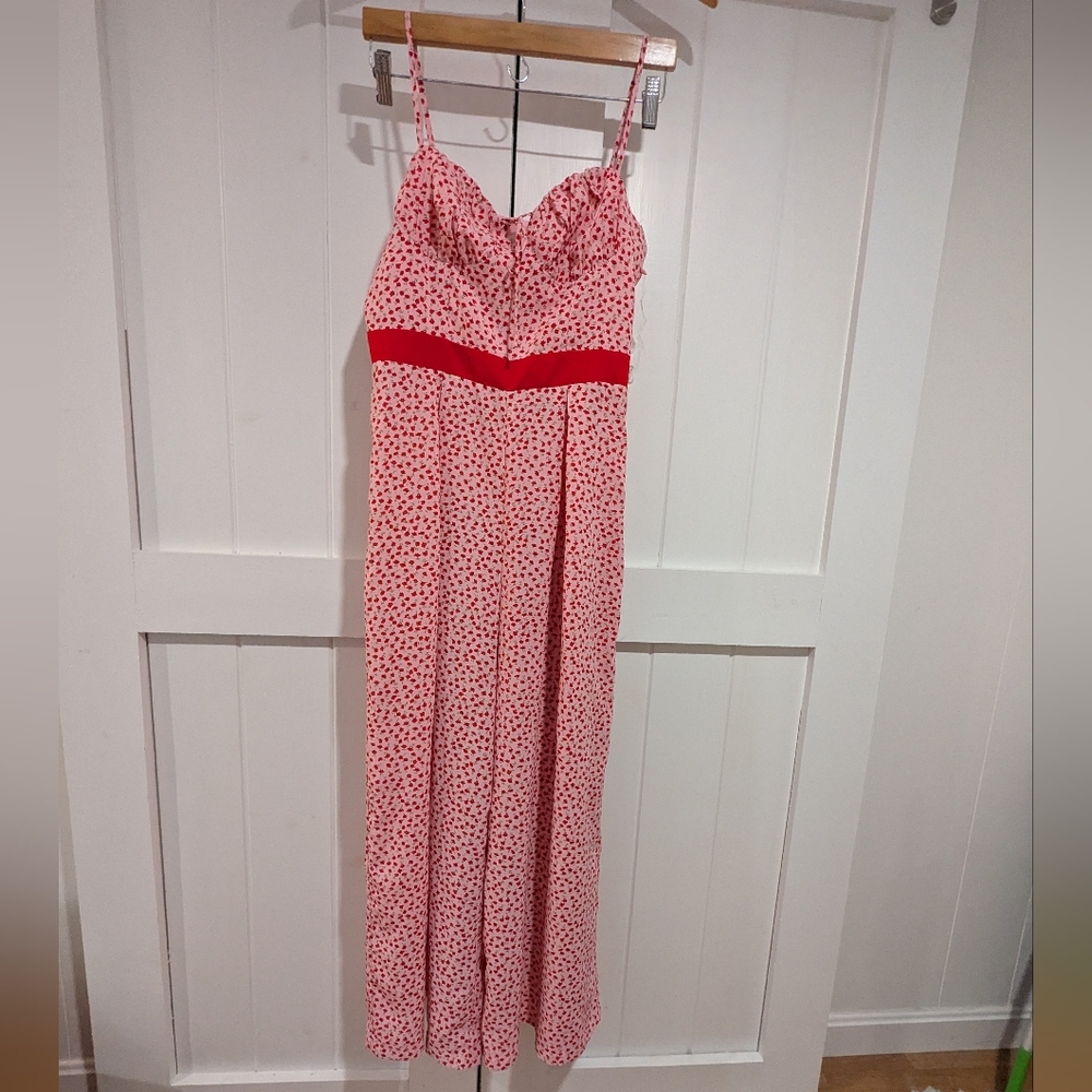 Red and White Polka Dot Maxi Dress